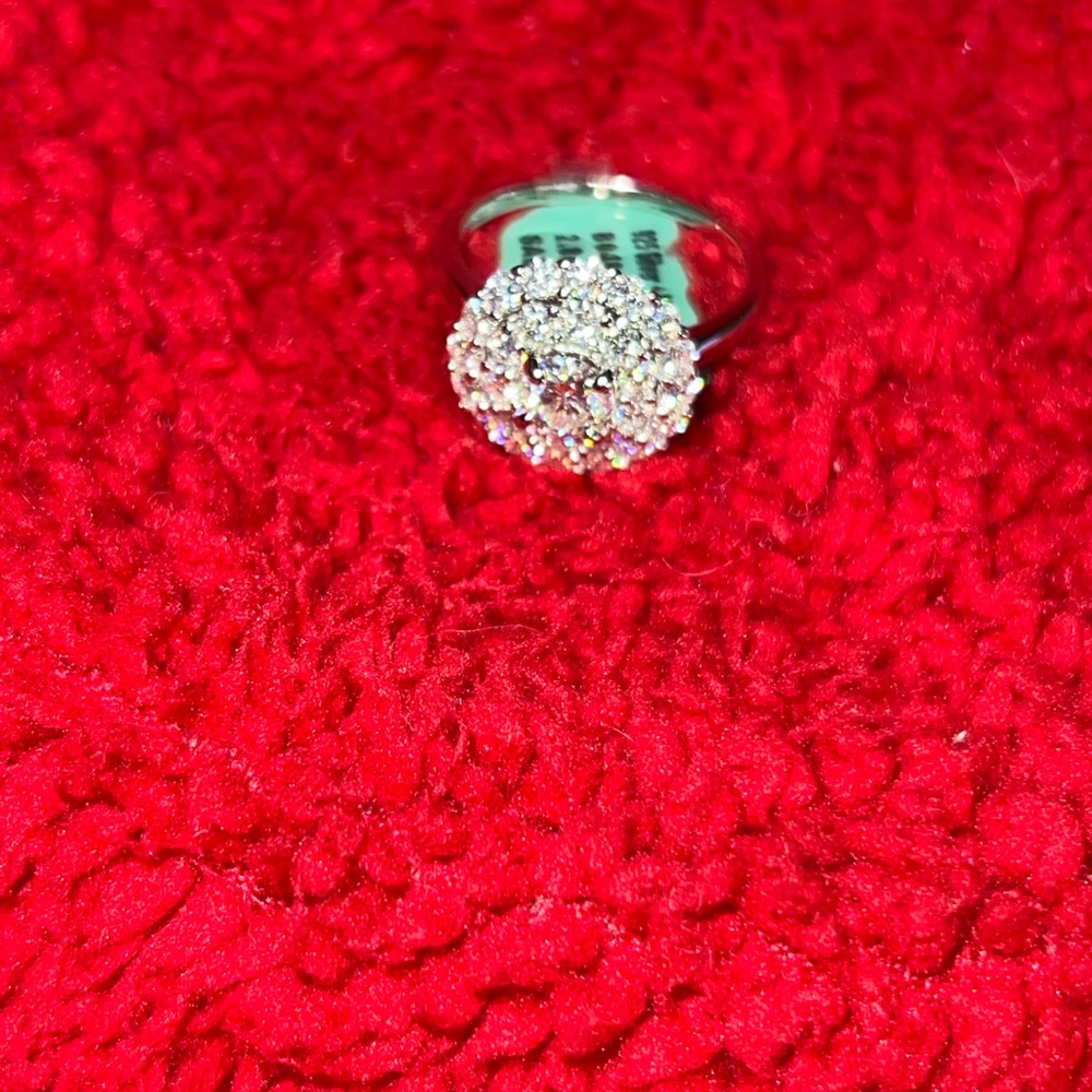 Moissanite Sparkling Silver And Gold Cluster Ring